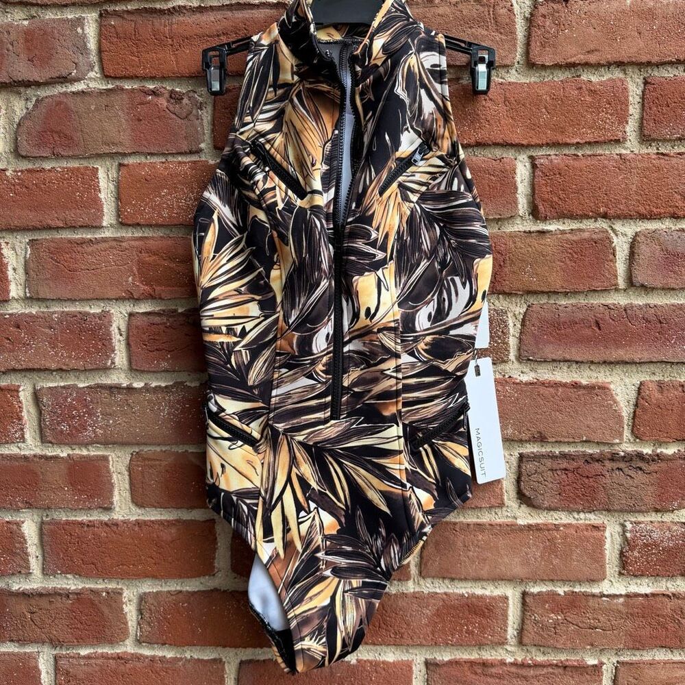 Magicsuit $204 Coco One Piece Swimsuit Zip Front Tummy Control M NEW